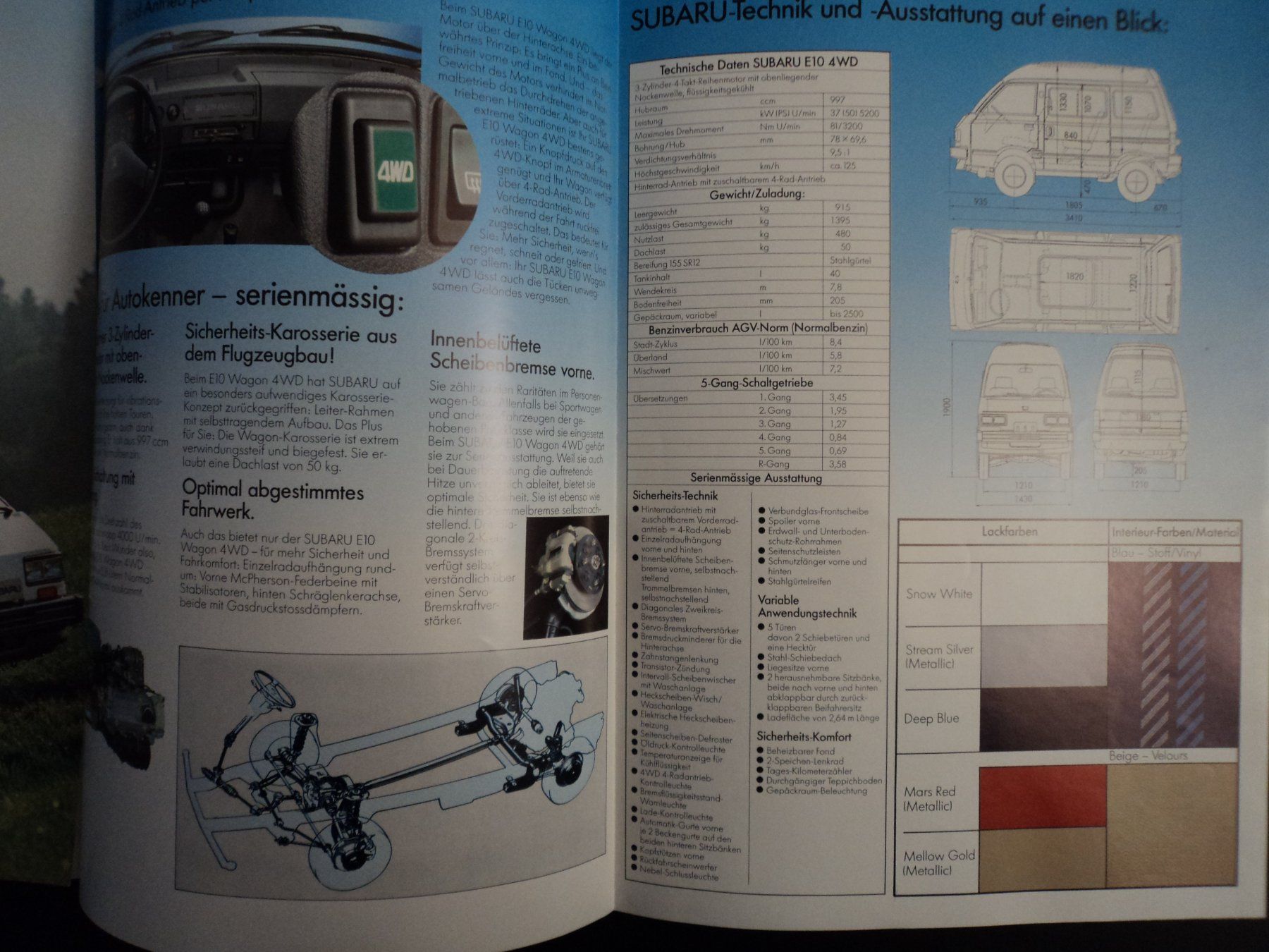 Subaru Documenti: Prospekt Subaru E10 Wagon 4WD 1984 – Usato da Schwarzenburg venduto da modelCARama 2