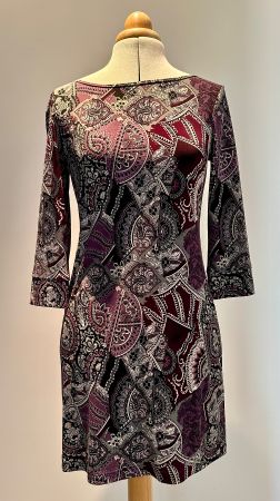 ABS Collection Purple Paisely Dress US XS