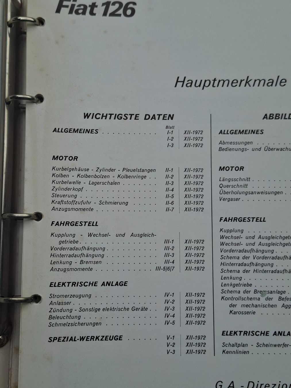 Libri: Fiat 126  Technische Hauptmerkmale und Daten + Schema  1973 – Usato da schwarzenburg venduto da mm07 1