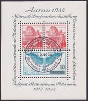 1938, W11 (AARAU-Block), mit Ersttagsstempel, Kat: 50.-