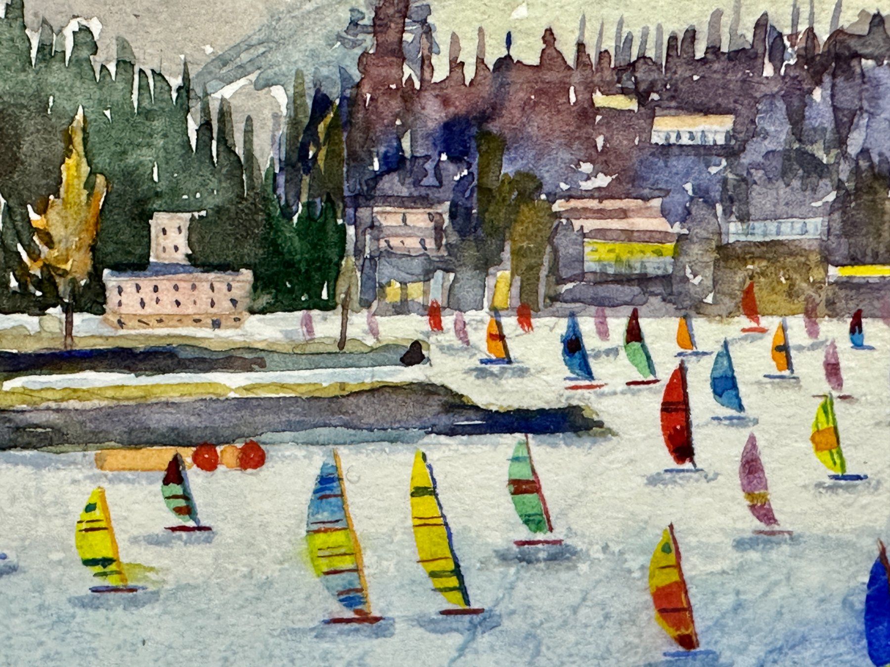 Gemälde: Aquarelle sur papier "Régate sur le Léman" Signée – Gebraucht aus Morges von vintix 5