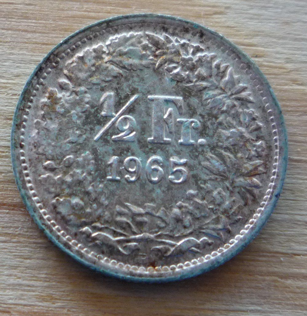 Alle Münzen: 1/2 Franken 1965, silber – Gebraucht aus Rieden SG von Brockehuesli