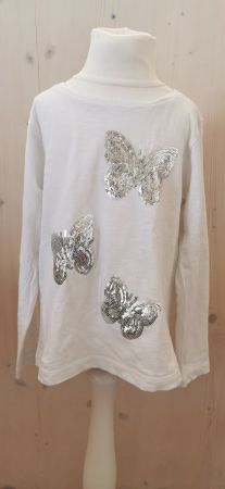 Langarmshirt weiss Schmetterlinge Pailletten Grösse 116