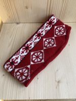 Stirnband rot mit Muster 100% Acryl 100% Polyester neu