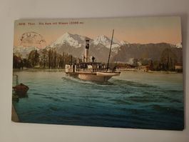 Ansichtskarte Thun Aare mit Niesen Schlff gelaufen 1915 R5F