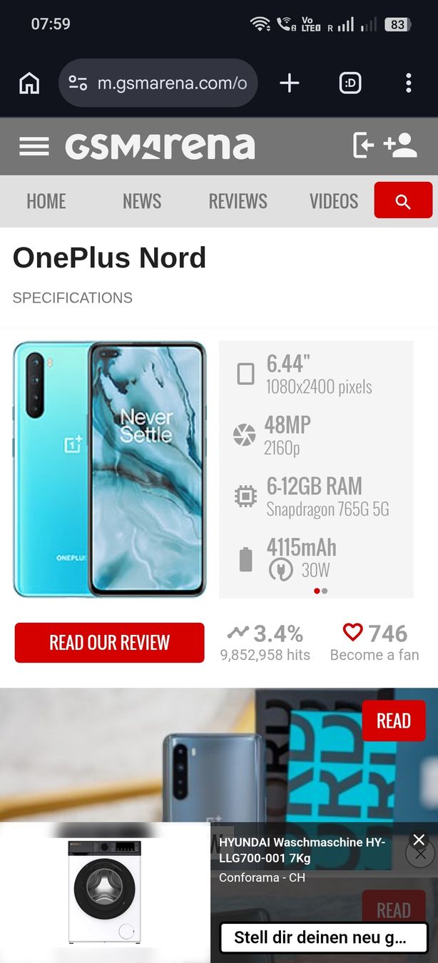 OnePlus Telefoni cellulari / Smartphones: Oneplus Nord 256 GB 12 GB RAM  – Usato da Ermatingen venduto da ans_m6lj