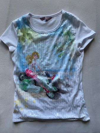 T-shirt mit Pailletten weiss für 12-13