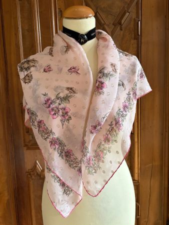 Seidentuch  Farbe: Rosa, Grün, Braun, silber-goldene Punkte