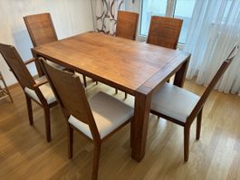 Esstisch ausziehbar Holz mit 6 Stühlen guter Zustand