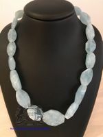 Aquamarin Halskette Länge 50cm mit 925 Silber Schloss *S1036