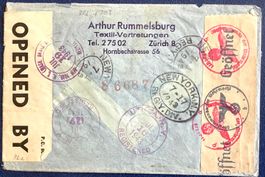 1943 Flugpost CLIPPER R - Zensurbrief Doppel D.Reich & USA