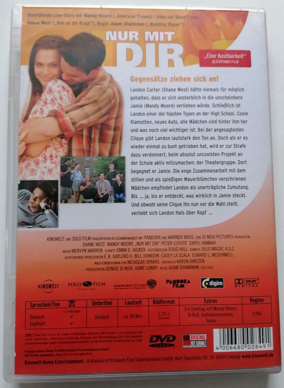 Tutti i DVDs: Nur mit dir - DVD - Shane West - Mandy Moore – Usato da Oberurnen venduto da mackrokodile 1