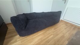 Lounge Pug Sitzsacksofa Cord Schwarz – 3-Sitzer + 2 Hocker