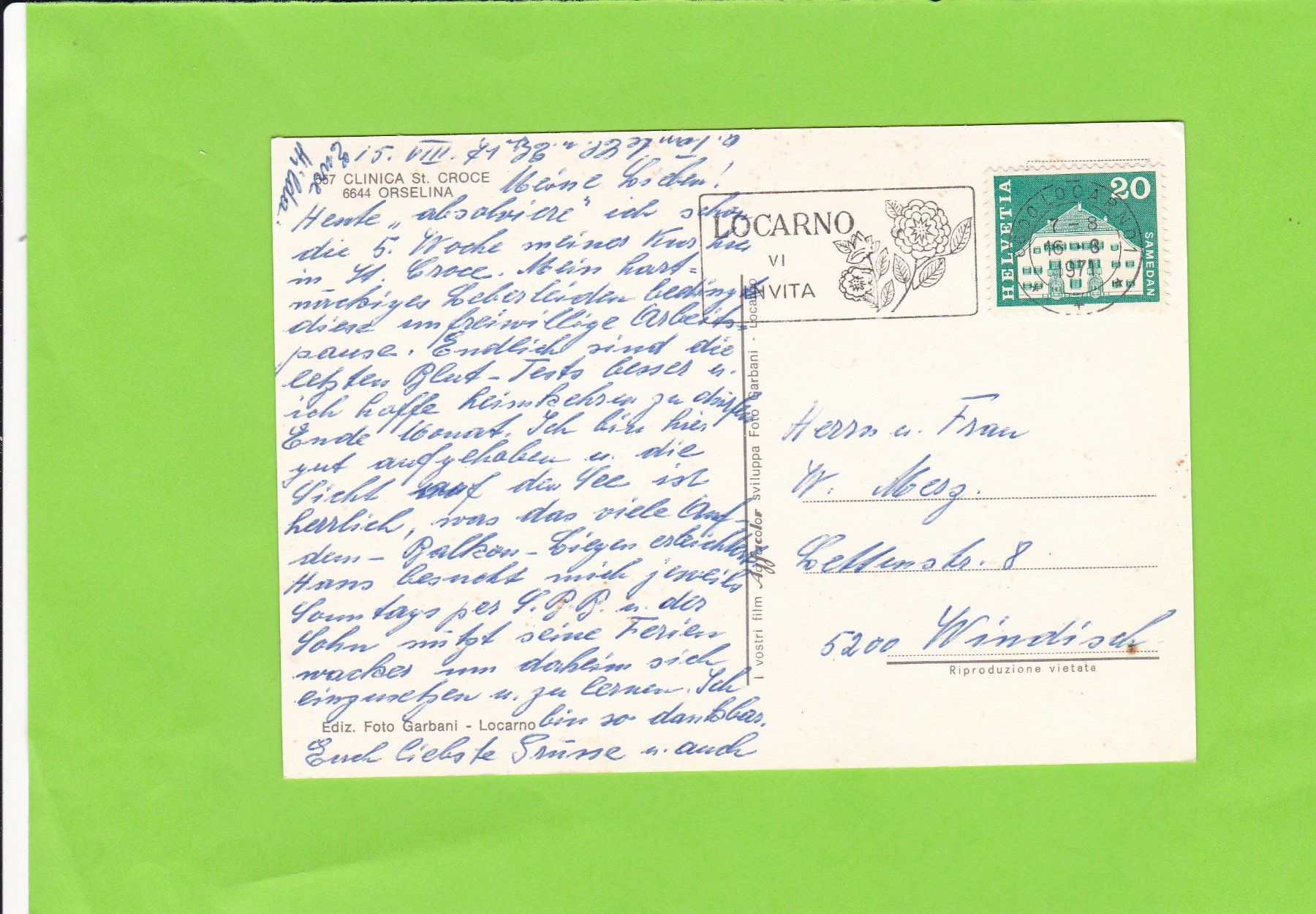 Cartoline postali: Clinica St. Croce-Orselina – Usato da St. Peterzell venduto da neckertal 1