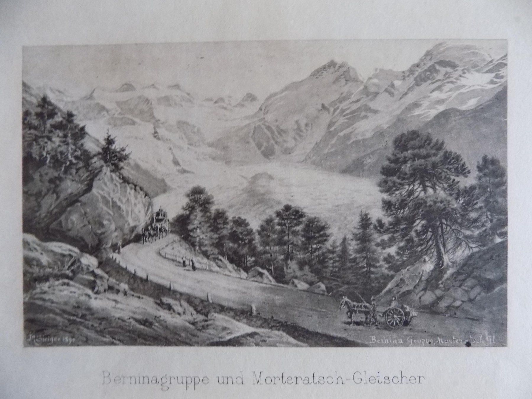 Incisioni: Berninagruppe mit dem Morteratsch-Gletscher – Usato da Risch venduto da Antikfee 3