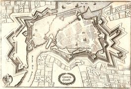 Kupferstich der Stadt Genf um 1640 von Matthäus Merian