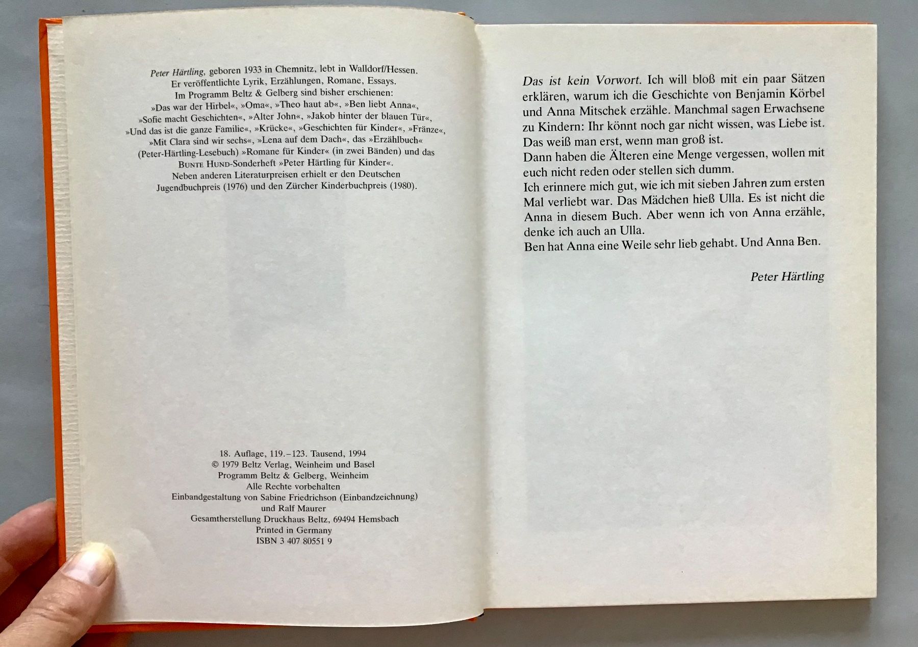 Libri: Peter Härtling - Ben liebt Anna – Nuovo (secondo la descrizione) da Bubendorf venduto da Alpenheidi 3