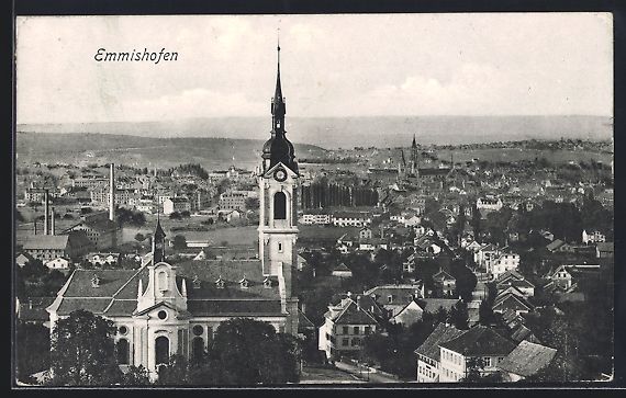 Cartoline postali: Emmishofen, Teilansicht mit Kirche und B – Usato da Berlin venduto da bartko-reher