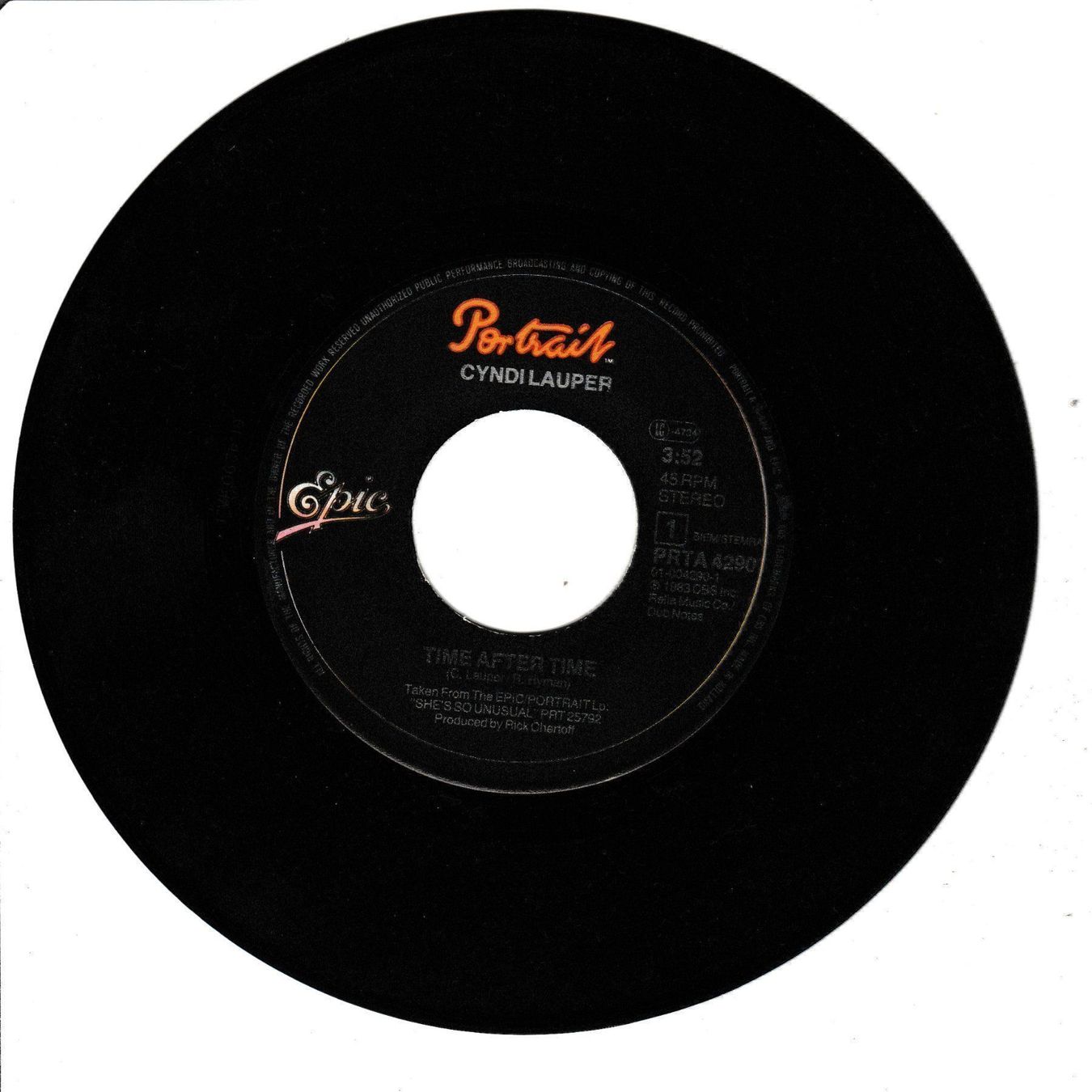 Dischi in vinile: Cyndi Lauper - Time after time 7" Vinyl 1983 – Usato da Tübach venduto da JamesStone 2