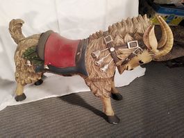 Antiker Karussell Steinbock geschnitzt