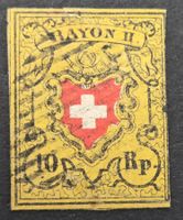 Alte Briefmarke: Rayon II, 10 Rp, 1850/52