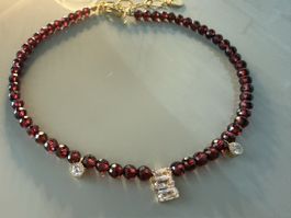 Wunderschöne Fusskette Anklet aus Granat Zirkonia 24 cm ✨NEU