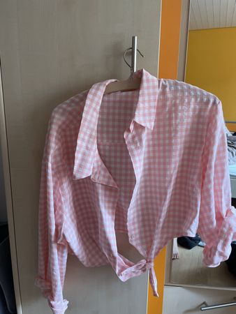 Damen Hemd rosa weiss kariert zum Binden guter Zustand