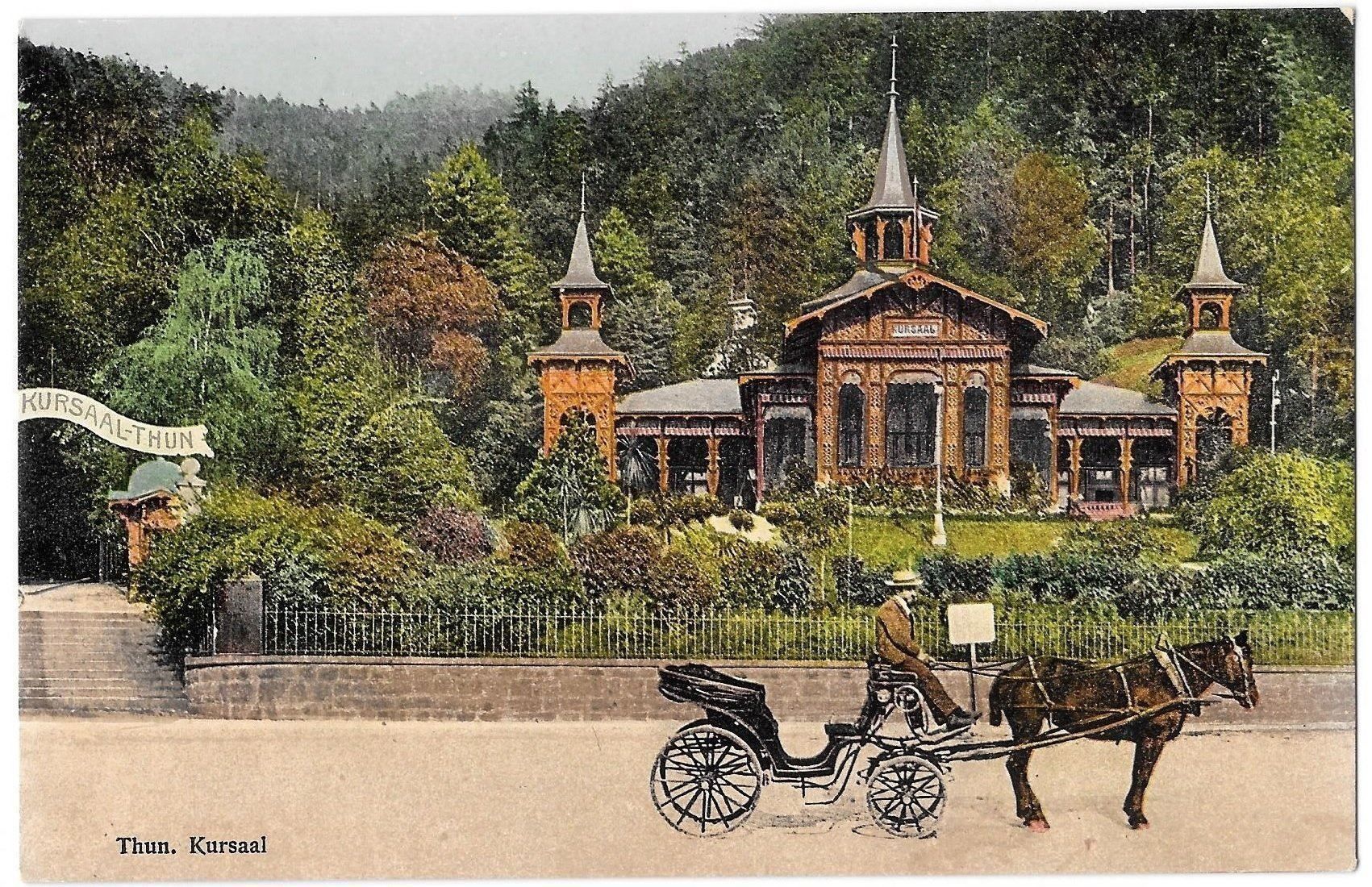 Cartoline postali: Thun Kursaal mit Kutsche – Usato da Olten venduto da clotaldi