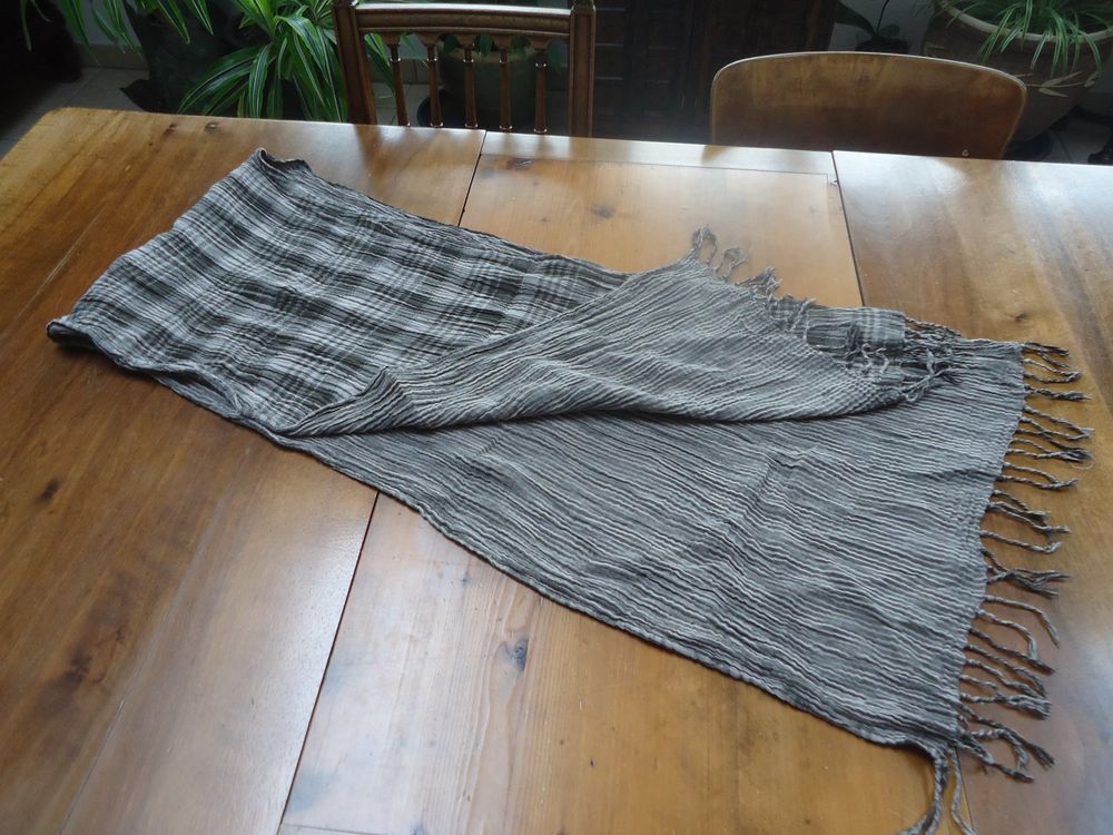 Foulard Homme Géométrique - Bleu Marine Et Beige - 180x100 Cm - Chèche Polyvalent