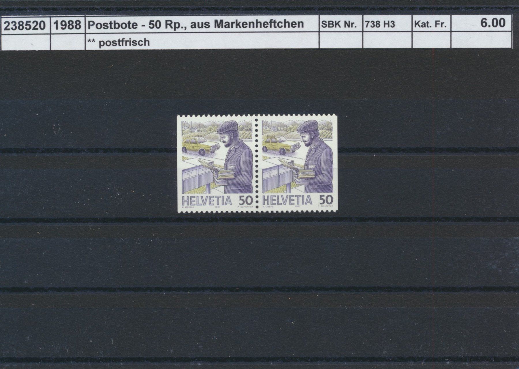 Tutti i francobolli: 1988 "Postbote" - aus Markenheft, ** postfrisch – Nuovo (secondo la descrizione) da Winterthur venduto da Zupogeru