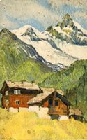 Saas Fee   VS   mit Ulrichshorn /  Künstler-AK: FREY Hugo