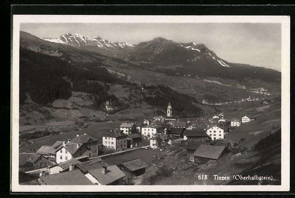 Cartoline postali: Tinzen /Oberhalbstein, Ortsansicht mit U – Usato da Berlin venduto da bartko-reher