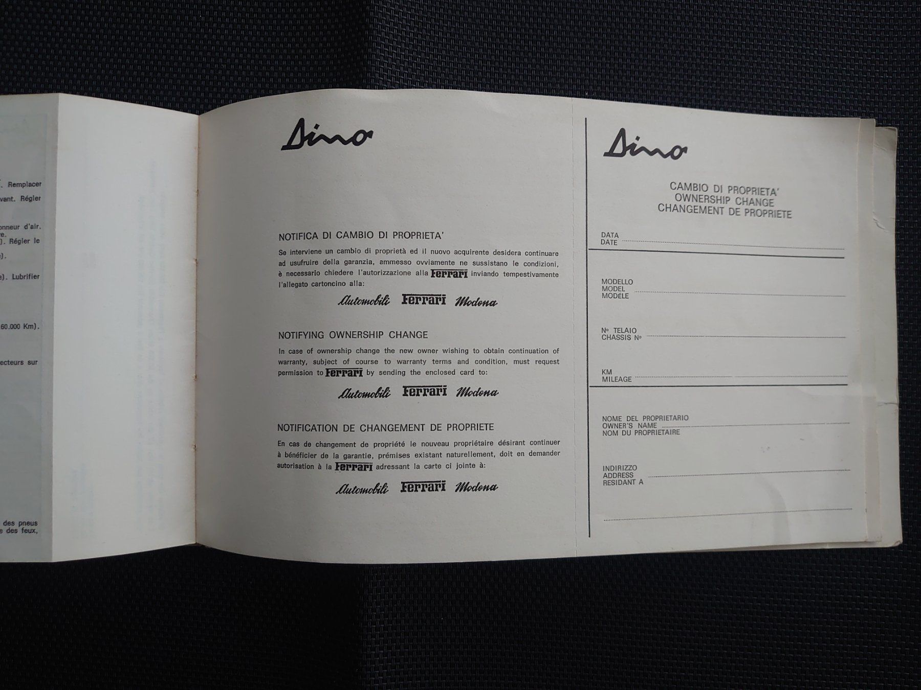 Ferrari Documenti: Ferrari Dino Serviceheft – Usato da Hallwil venduto da mike16 8