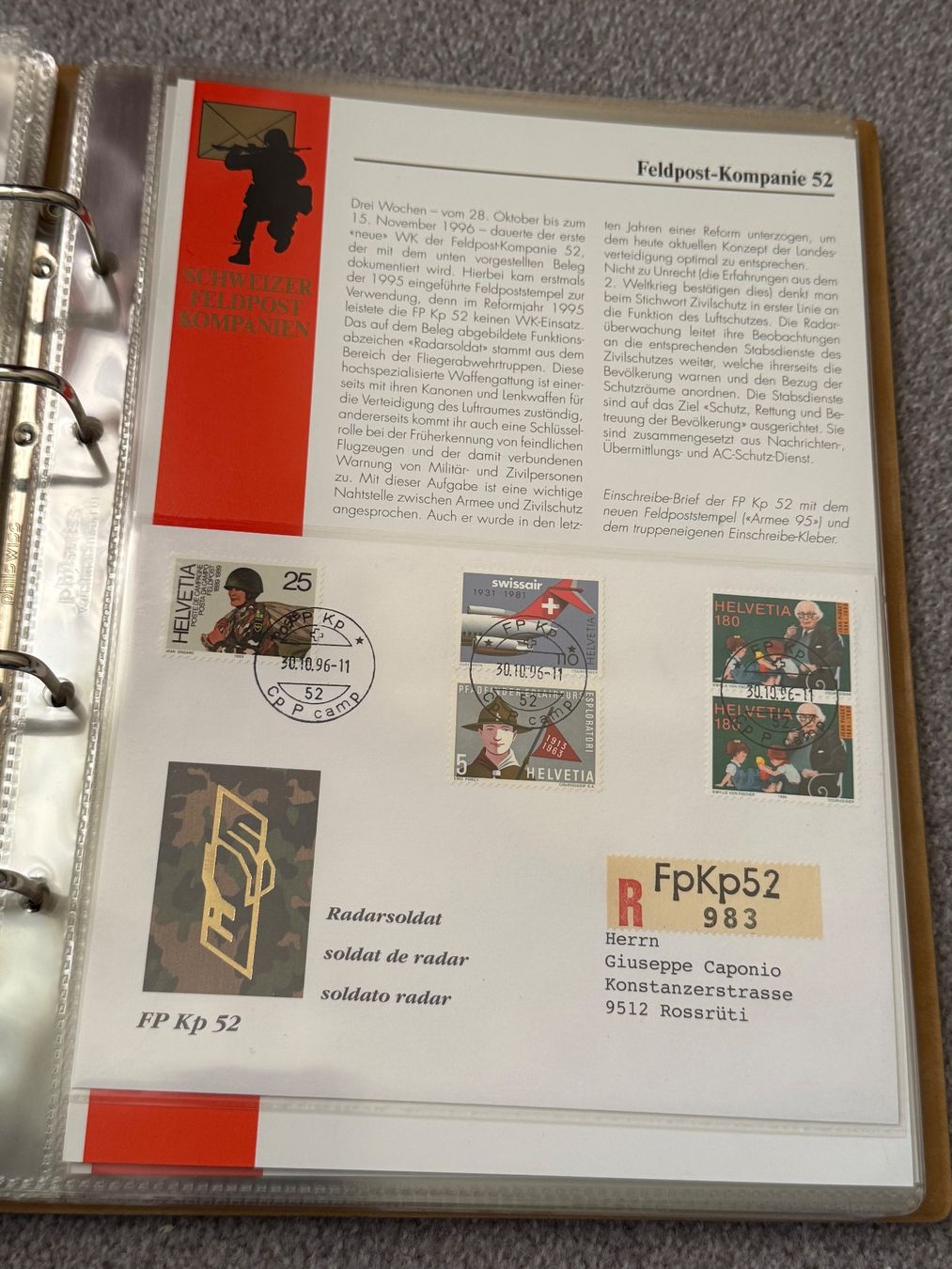 Tutti i francobolli: Sammelordner: Feldpost-Kompanien - Schweizer Armee – Usato da Brütten venduto da Hst1 5