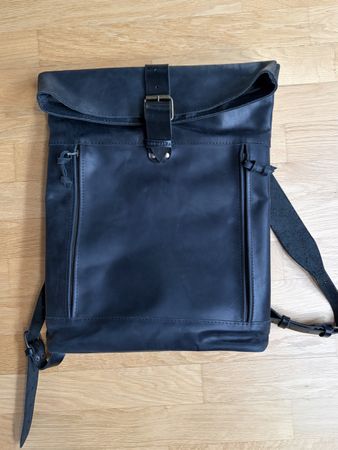 Leather roll-top backpack - handcrafted made in Ukraine 