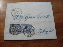 Faltbrief sitzende Helvetia 1863, o Airolo - Bellinzona