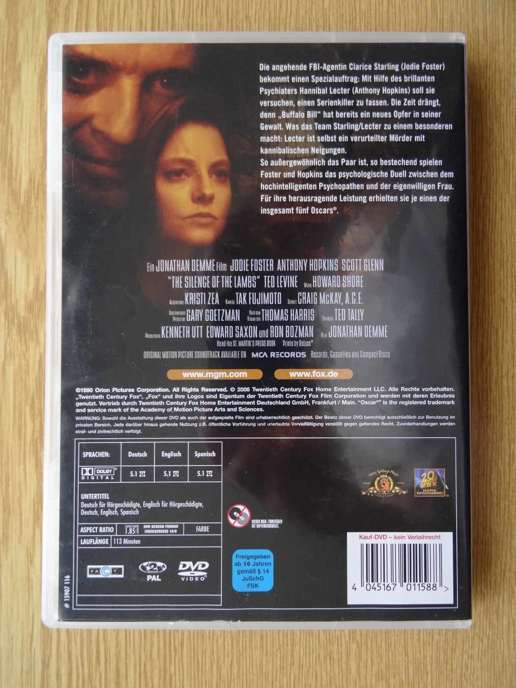 Tutti i DVDs: Das Schweigen der Lämmer DVD – Usato da Zürich venduto da burdan 1