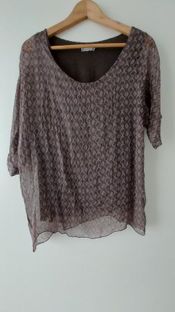 Damen Bluse Braun/T-Shirt gemustert - Grösse S - L - Seide 