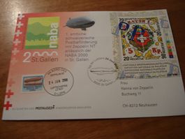 Zeppelinbrief von der NABA 2000 St Gallen. mit Bordsiegel
