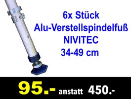 🔴  Alu-Verstellspindelfuß 6x NIVITEC 34-49 cm Bühne /526x