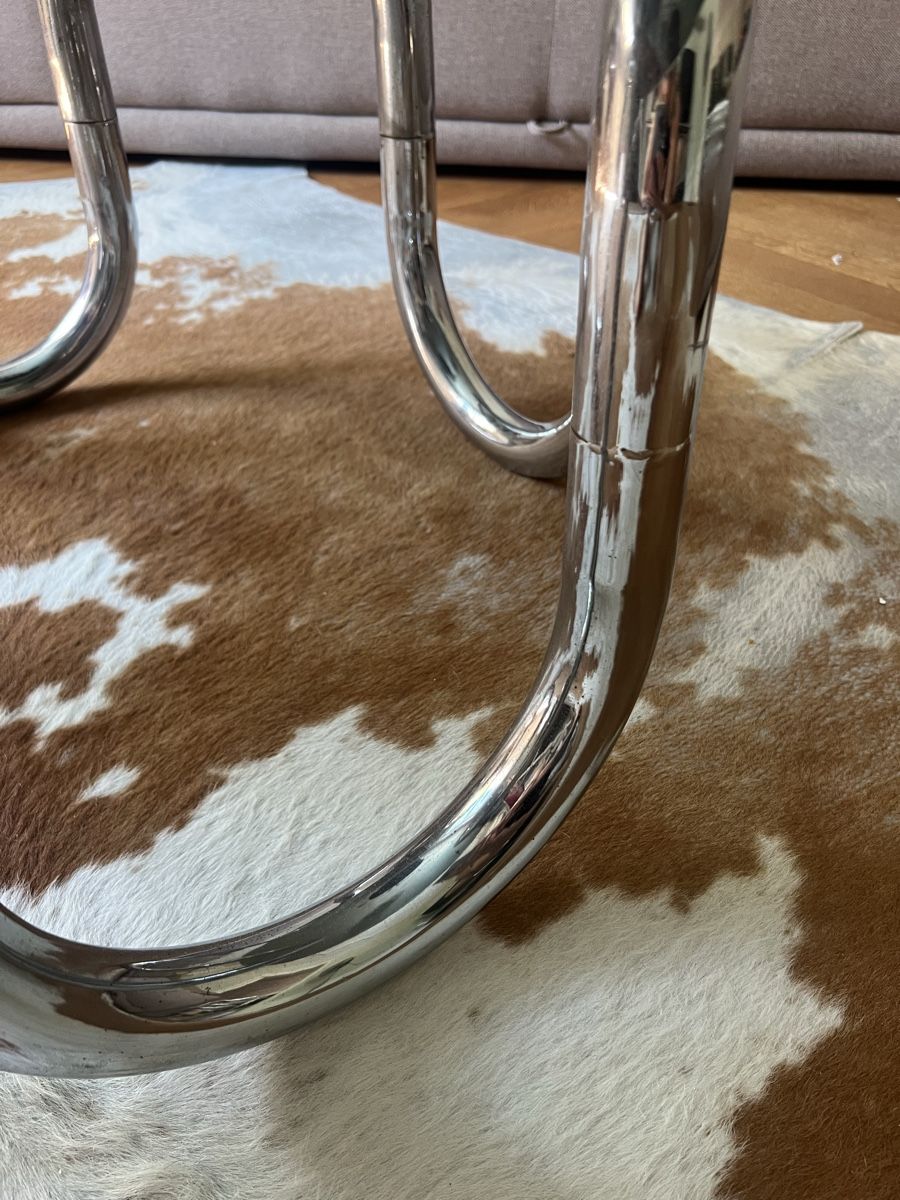 Tavoli: Vintage Coffee Table Glass and Chrome Round – Usato da Schaffhausen venduto da vandemonian 3