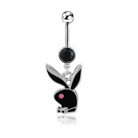 Bauchnabelpiercing Hase mit Zirkonia, Schwarz