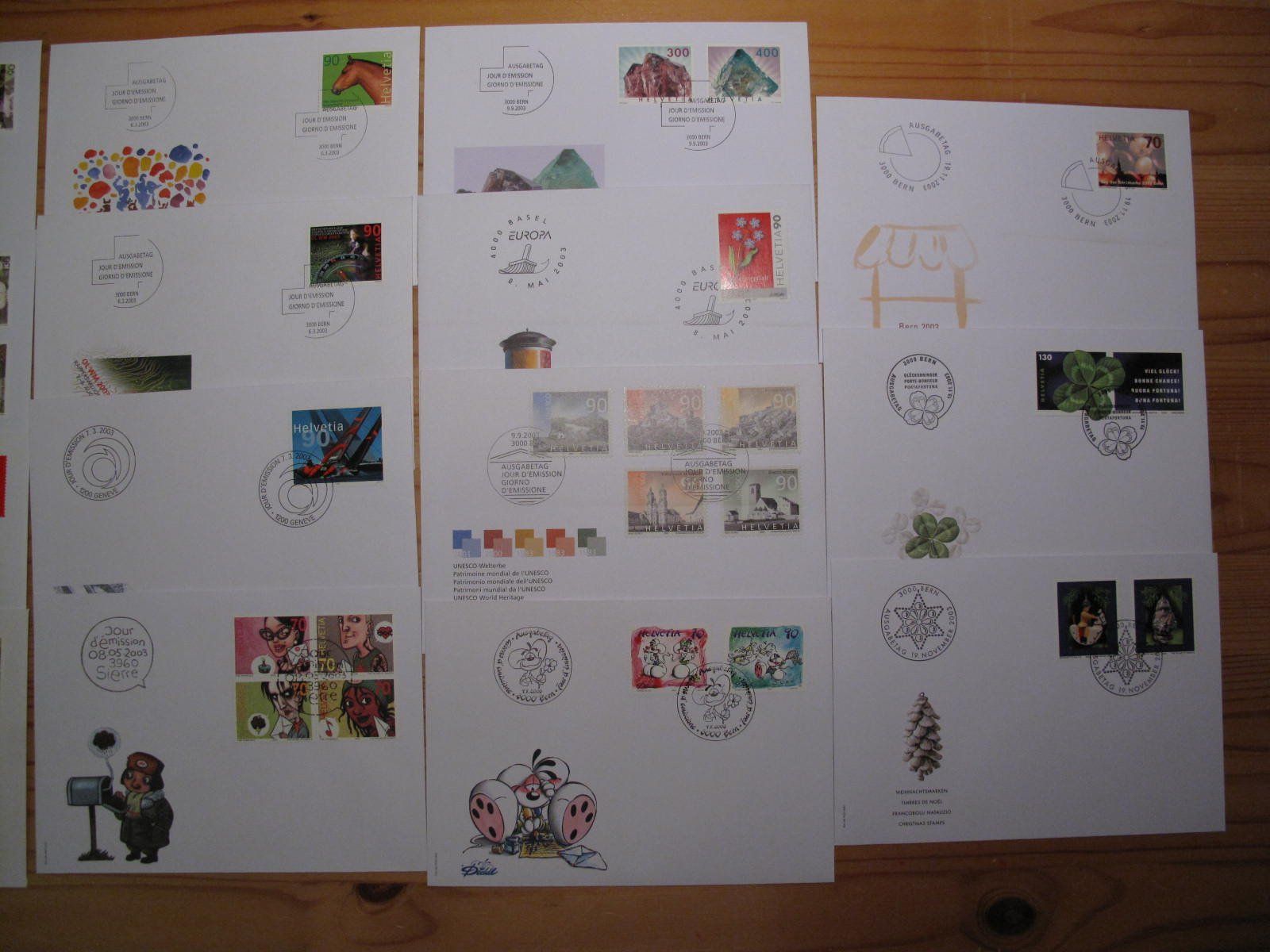 Tutti i francobolli: Schweiz FDC 2003 15 Stück – Usato da Wil SG venduto da fva01 2