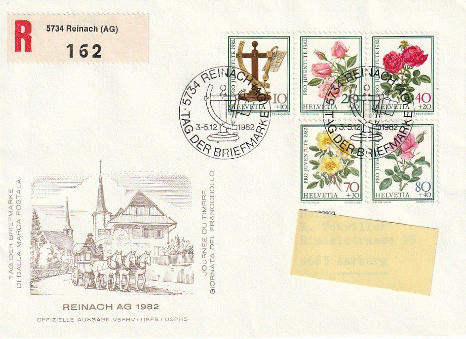 Tutti i francobolli: Tag der Briefmarke 1982, Reinach, Umschlag – Usato da Aarburg venduto da Aare10