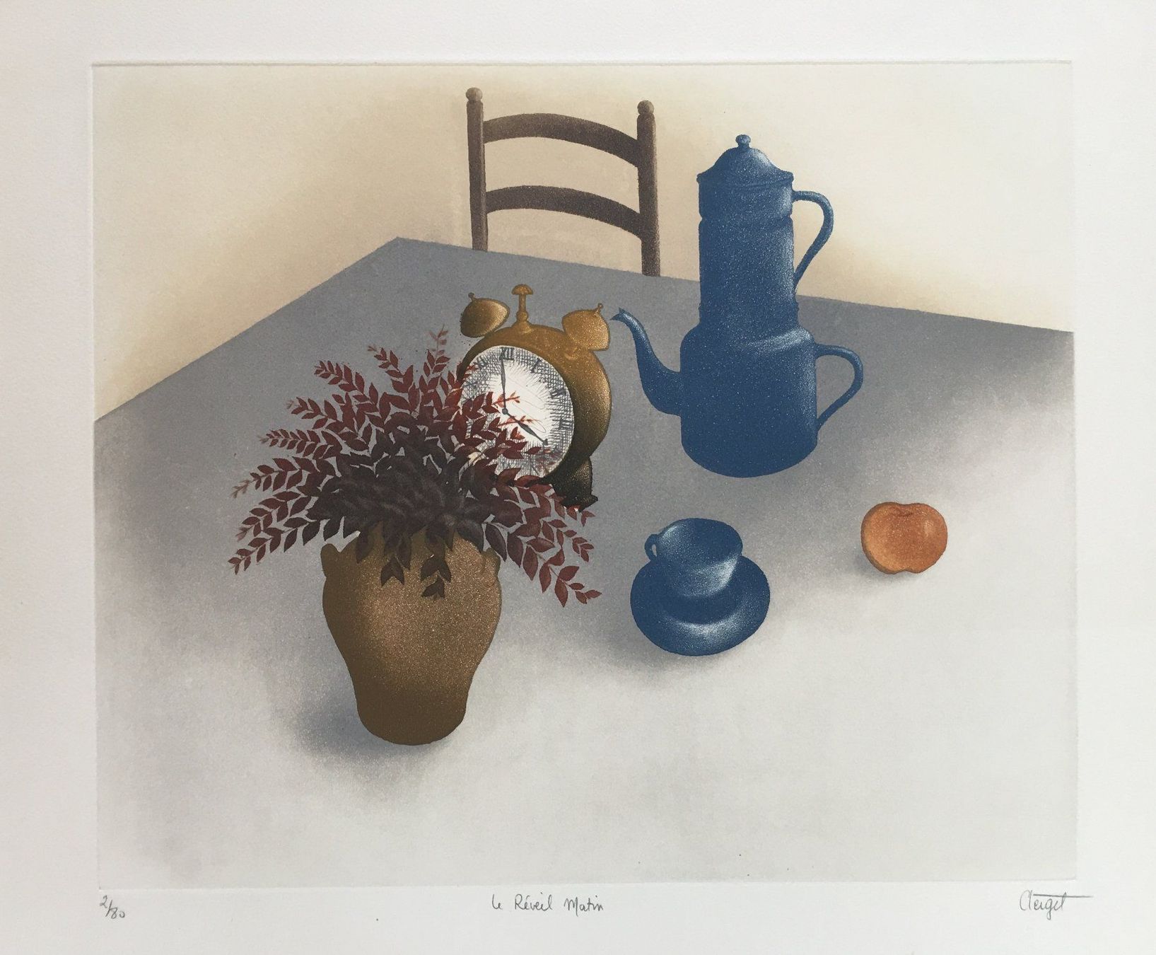 Dipinti: Elisabeth Clerget   "Le Réveil matin". FARBRADIERUNG – Usato da Nennigkofen venduto da juhit 2