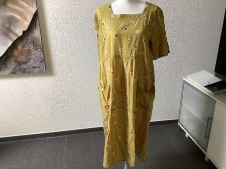 GUDRUN SJÖDEN leichtes Kleid  senfgrün mit Taschen Gr. L
