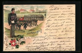 Litho Soldatengruss, Soldaten in Uniform