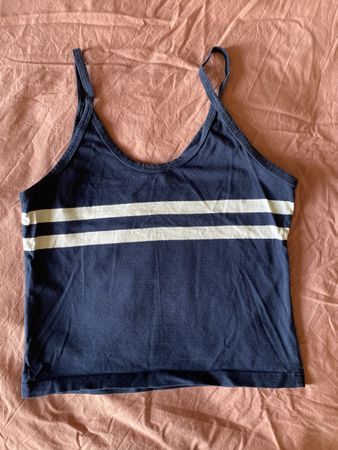 Top bretelle bleu marine rayé blanc 