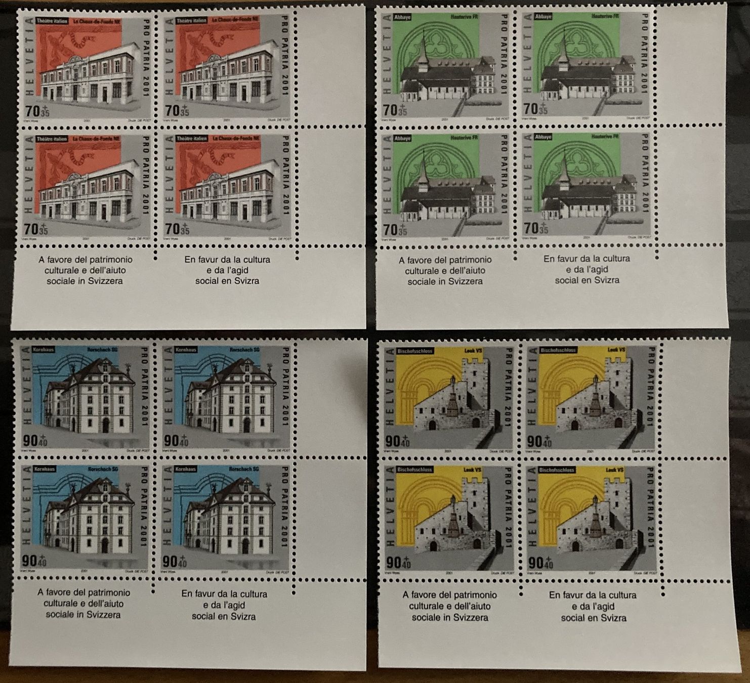 Tutti i francobolli: 2001, PP Viererblock Serie postfrisch (**), unter Postpreis – Nuovo (secondo la descrizione) da Flawil venduto da Furti