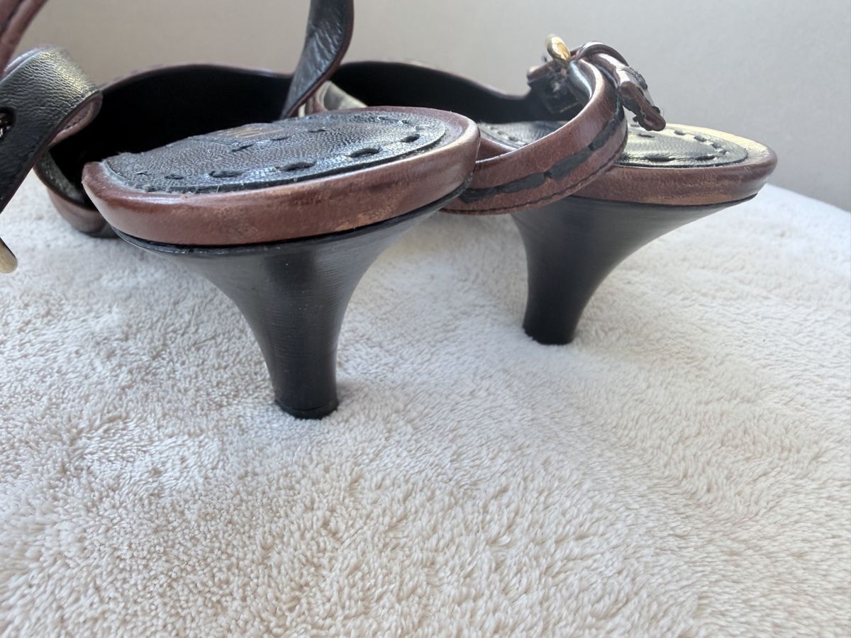 Scarpe da donna: Prada Slingback Pumps Size 40 Leather Brown Black Pointed To – Nuovo (secondo la descrizione) da Zollikon venduto da houseofsamar 4